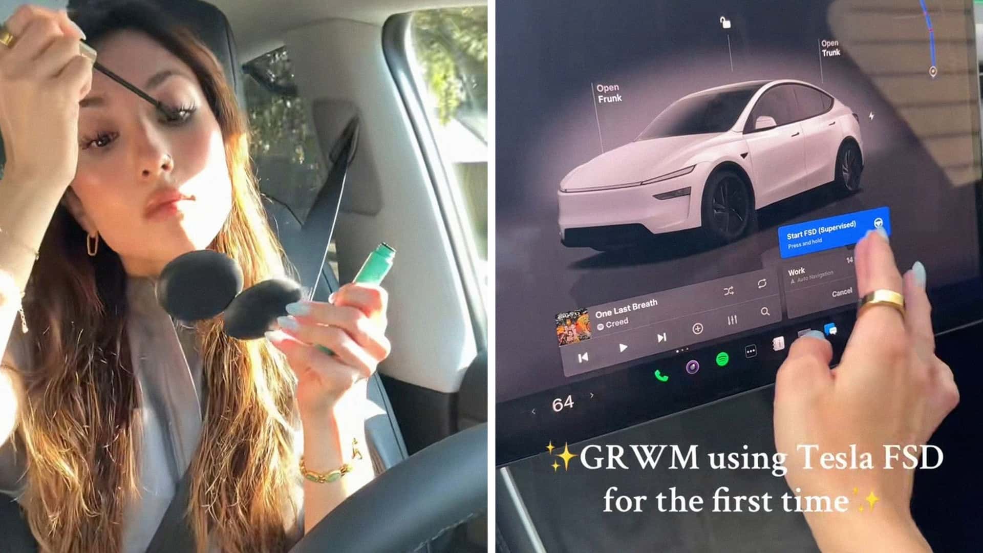 Houston Woman Films GRWM While Self-Driving