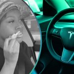 Makeup Application While Driving a Tesla