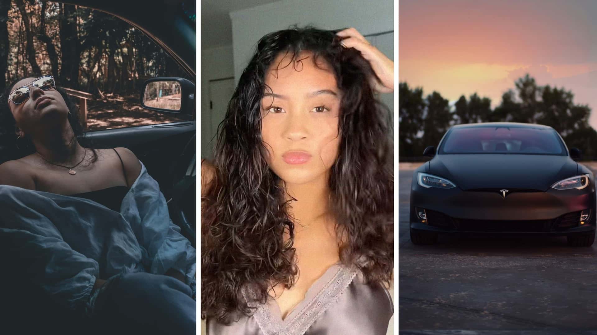 Жінка довіряє нічний шлях авто Tesla в режимі FSD і відпочиває під час поїздки