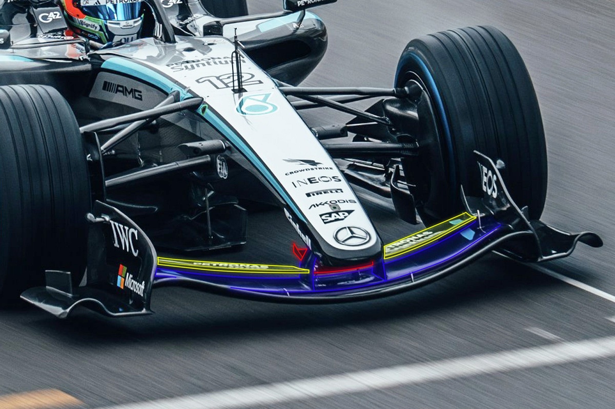 Mercedes представив унікальний дизайн переднього крила F1 2026 на тестах у Барселоні