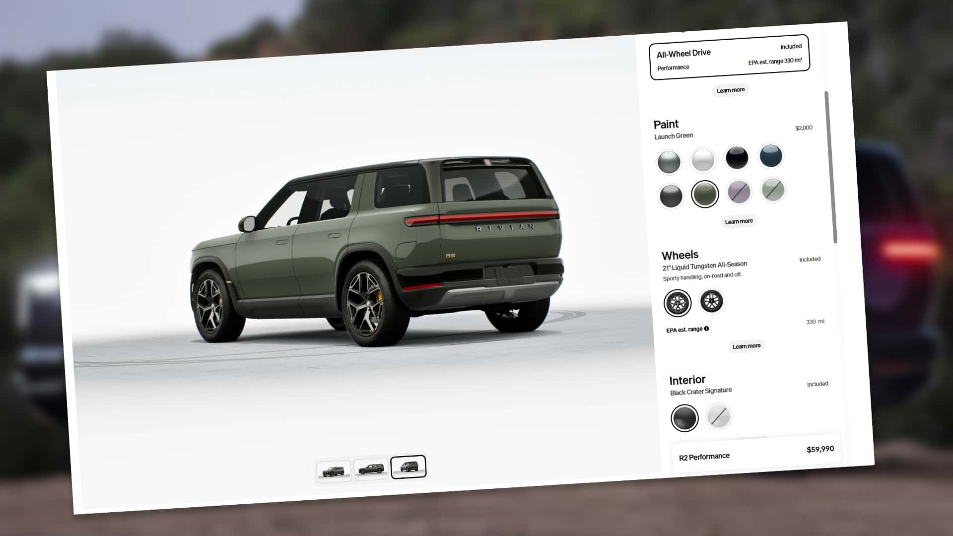 Rivian R2 Configurator Now Live Until 2027